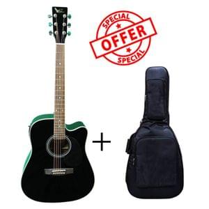 Swan7 SW41C Black Semi Acoustic Equalizer Guitar with Gigbag